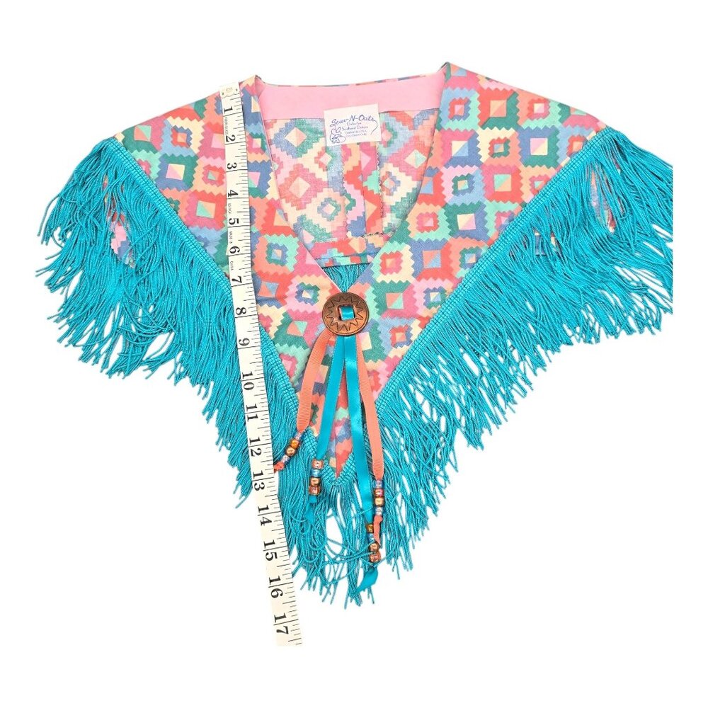 Shoulder Shawl Women Collar Western Cowgirl Square Dancing Turquoise Fringe O/S - Picture 8 of 8
